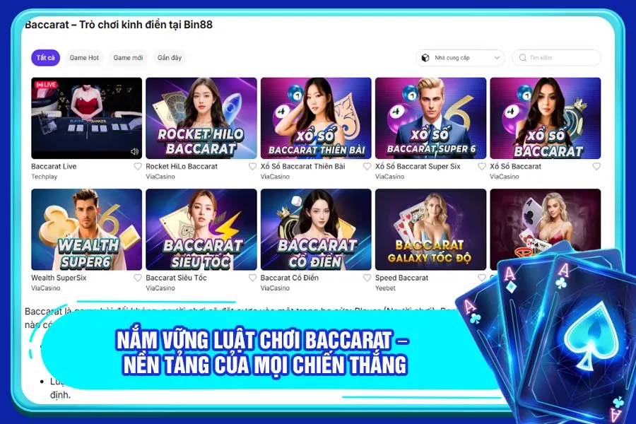 Bài viết về Hướng dẫn trải nghiệm Live Dealer Baccarat trên Bin88