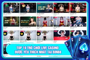 Bài viết về Top 10 trò chơi Live Casino được yêu thích nhất tại Bin88